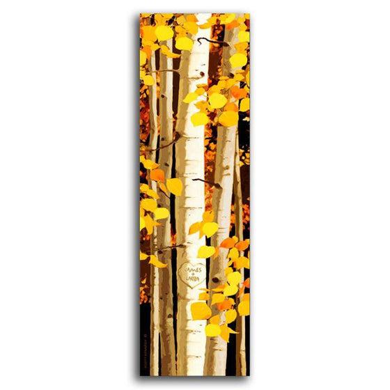 Aspen tree art using oranges and yellows in a tall rectangle shape - Personal-Prints