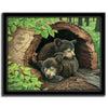 Animal art painting print of two bear cubs napping in a hollow tree - Framed canvas - Personal-Prints