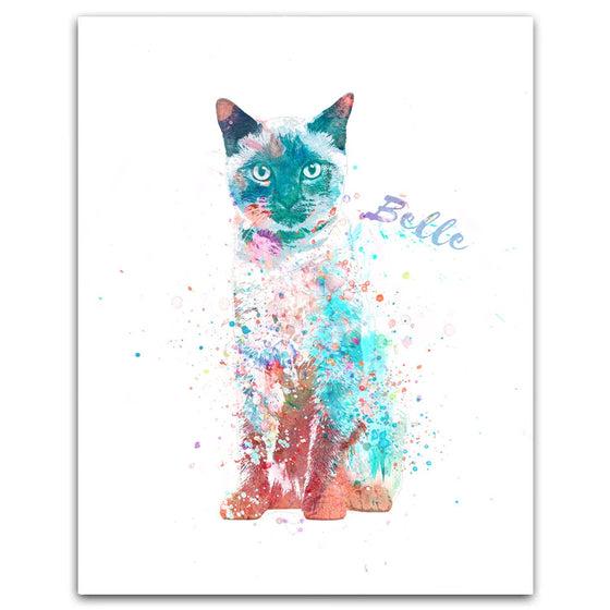 Siamese Cat Watercolor Pet Portrait Personalized Cat Gift from Personal-Prints