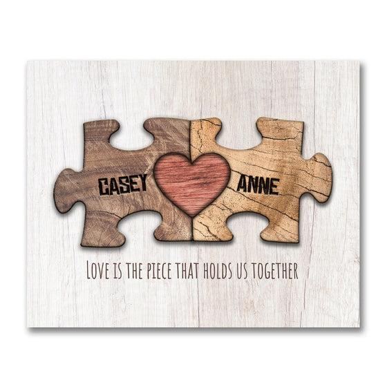 Love Puzzle Pieces (Woodgrain)