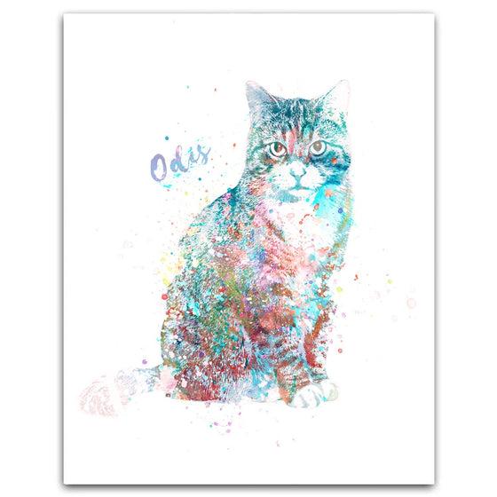 Tabby Cat Watercolor Pet Portrait Personalized Cat Gift from Personal-Prints