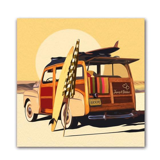 Surfer Woody Wagon Art Print