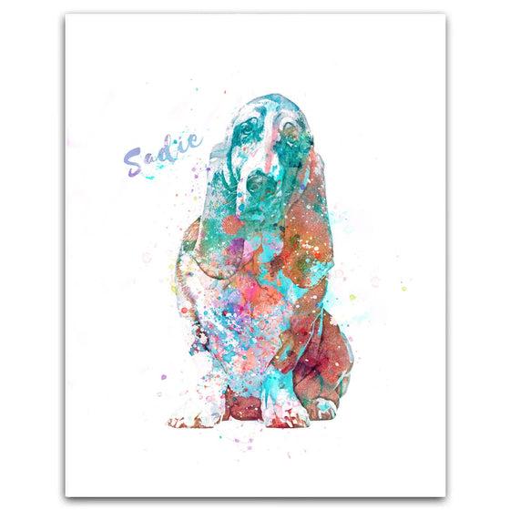 Basset Hound watercolor pet portrait - personalized gift from Personal Prints