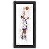 Unique personalized art gift for the basketball player with custom hair color, skin color, name, jersey color, and jersey number! Framed canvas.