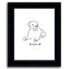 Personalized line drawing art of a boxer with a white background and black frame - Personal-Prints