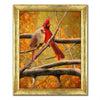 framed canvas rustic art decor of cardinal couple with gold frame 