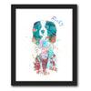 Awesome watercolor dog King Charles Spaniel decor framed canvas. 