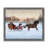 Beautiful barnwood framed canvas art showing couple in a Christmas sleigh