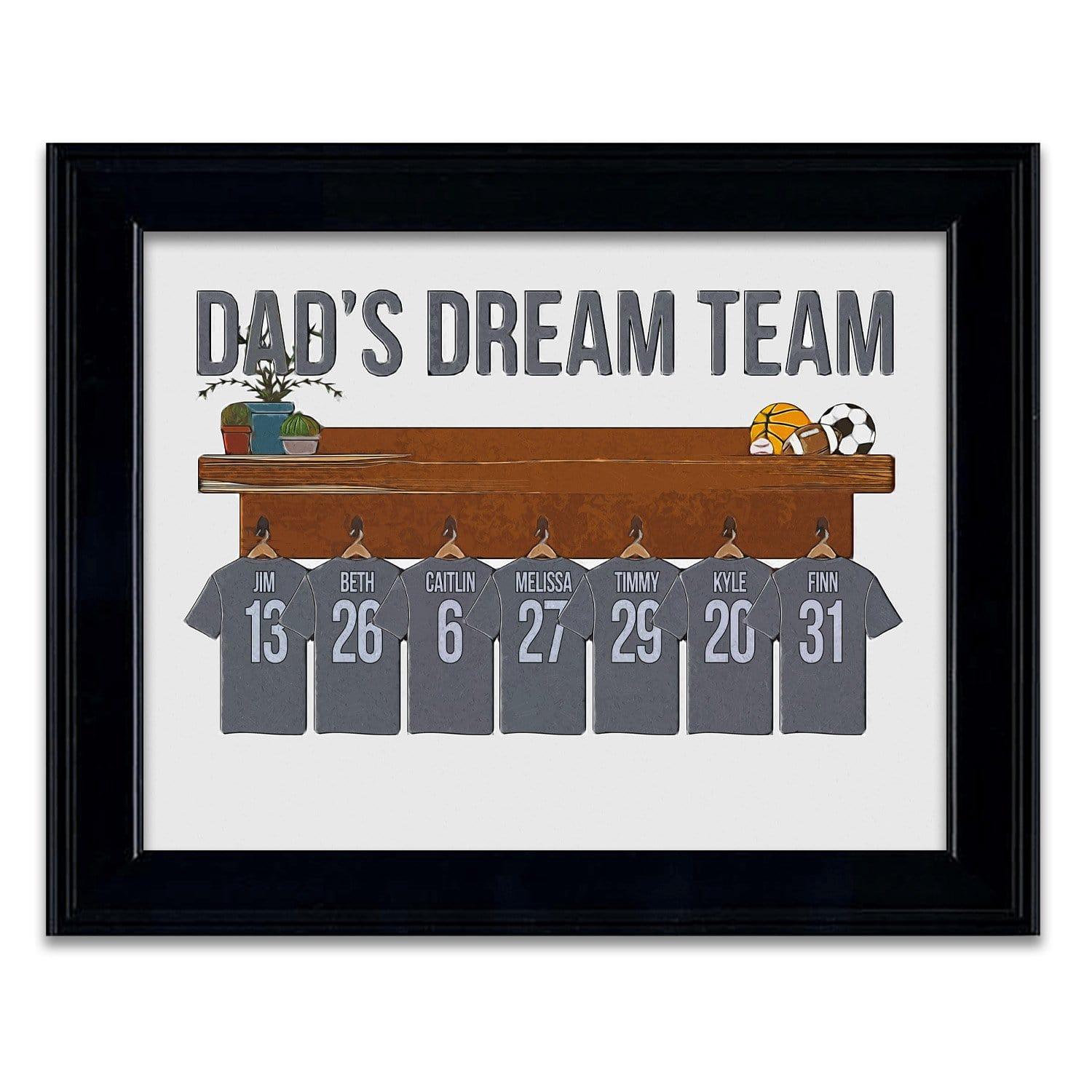 Dads Dream Team Personalized T For Fathers Day Personal Prints