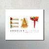 Kitchen culinary wall canvas with images of food to spell the word EAT on a white background - Lifestyle