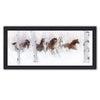 Personalized western decor art print of horses running through a snowy grove of aspen trees- Framed Canvas