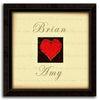 Romantic love print with a red heart, yellow background with a quote, and your names - Framed Canvas