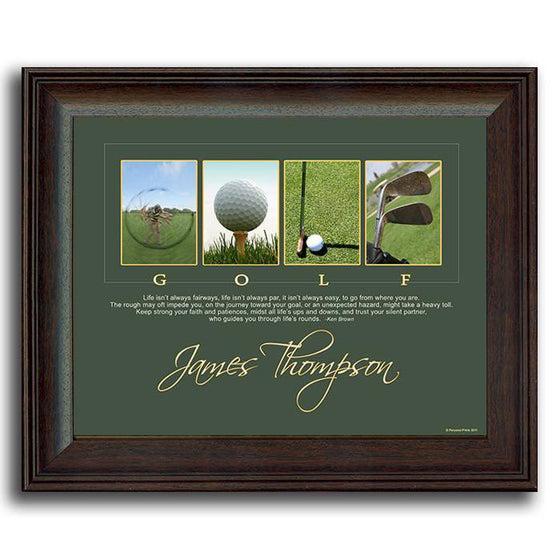 Framed Golf Art - Personalized gift for the golfer with inspirational quote "Lifes Rounds"