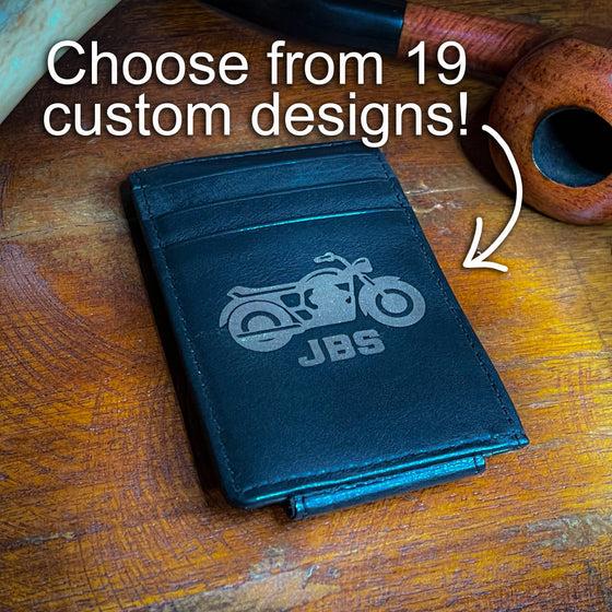 Personalized Leather Card Holder Money Clip