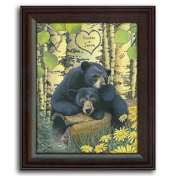 Animal art print with two black bears sleeping in the forest - Personal-Prints