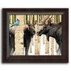 Aspen tree art with two moose and a bluebird - Personal-Prints
