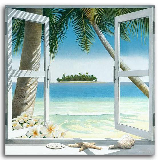 Personalized beach picture of a window looking out at the beach - Personal-Prints