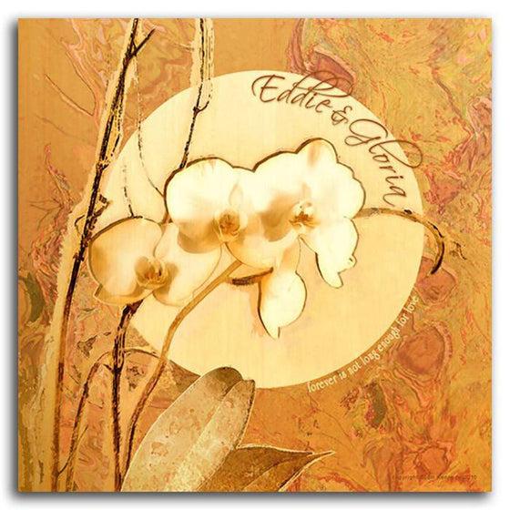 Personalized framed flower print of orchids in orange - Personal-Prints