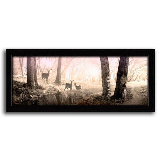 Animal art print with deer in the forest during sunrise - Personal-Prints