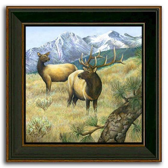 Personalized name art of two Elk in the mountains - Personal-Prints