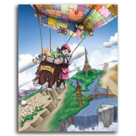Canvas art for little girl's room decor featuring an air balloon ride - Personal-Prints