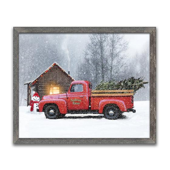Canvas Art - Red Truck - Christmas Wall Decor 