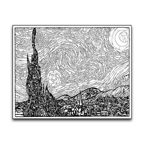 Starry Night Coloring Poster