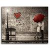 Personalized art street scene with couple kissing under red umbrella next to a heart - Personal-Prints