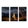 Mountain Campfire Art mounted to wood blocks