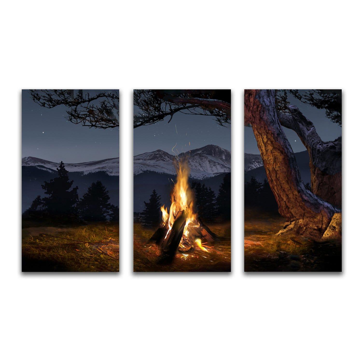 Campfire Art | Personalized Art & Gift | Mountain Landscape Wall Decor ...