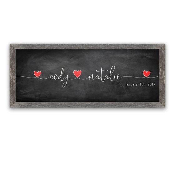 Personalized Love Intertwined romantic art decor including yours and your partner's names and date