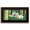 Wolves cuddling in a beautiful forest art print- Framed Canvas