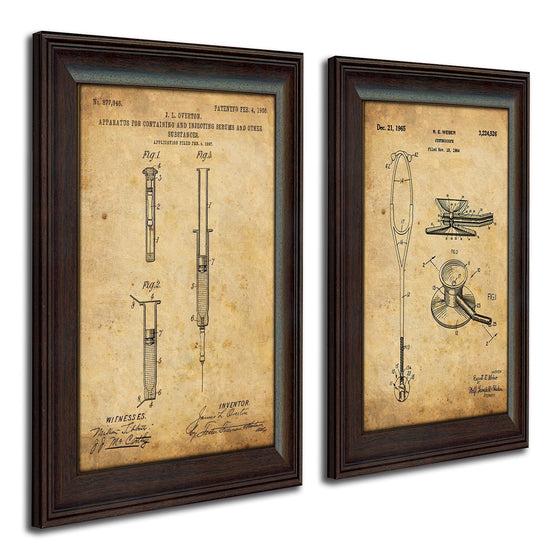 US Patent Drawing Art Syringe & Stethoscope gift for a nurse