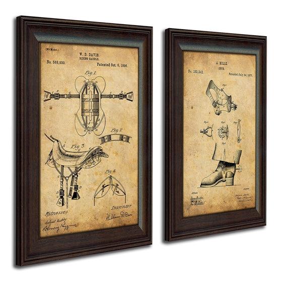 Patent art designed from the original art of a saddle and spurs - Western Decor